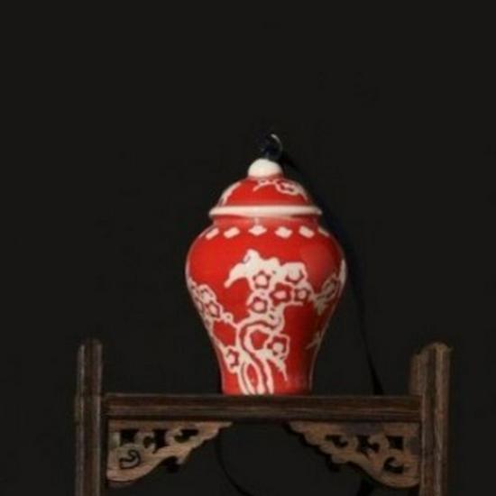 

Modern Red Glazed Ceramic Hanging Bottle Ornament for Home Decor