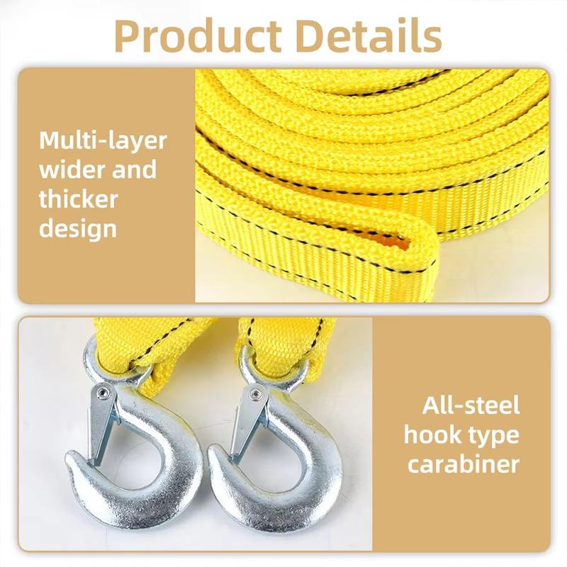 1 Pcs 3M/4M Heavy Duty Car Tow Rope 3Ton/5Ton Towing Cable with Hooks Van Emergency Road Recovery Practical Auto Accessories