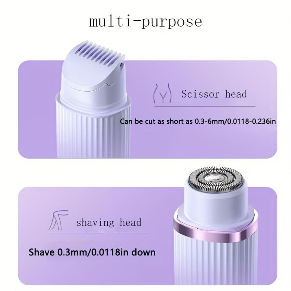 Double Head 2-in-1 Electric Shave for Women - Wet and Dry Hair Remover for Pubic Hair, Eyebrows, Face, Legs and Underarms