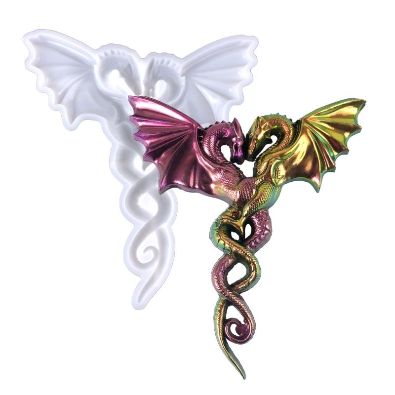 Semi-stereoscopic Two Dragon Wall Ornaments Drop Glue Mold Diy Wall Pendant Desktop Decoration Epoxy Silicone Mold