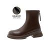 New Thick-soled Martin Boots Soft-sided Thick Heel Inner Heightening Velvet Women's Short Boots Rear Zipper Medium Tube Elastic Thin Boots