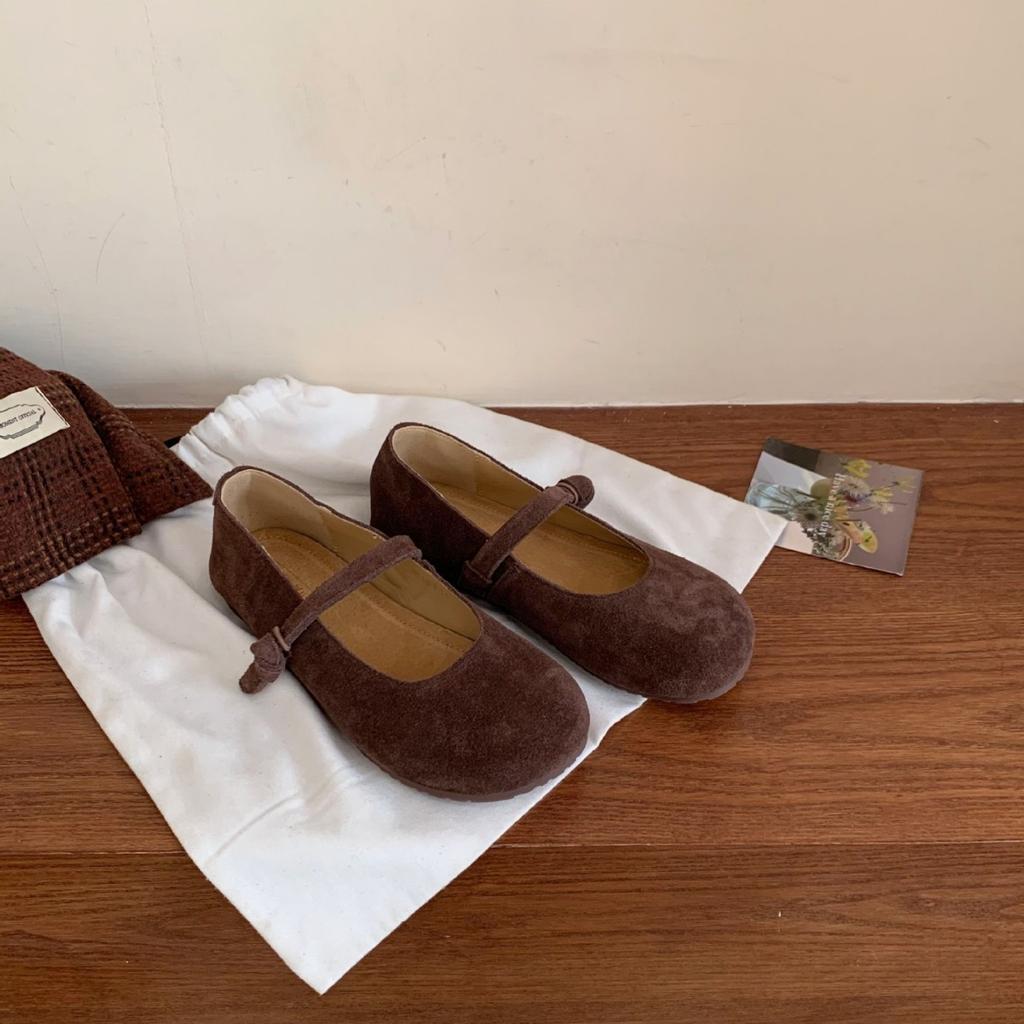 2025 New Round Head Leather Matte Shallow Mouth Versatile Word with Soft Skin Doudou Pregnant Women's Single Shoes