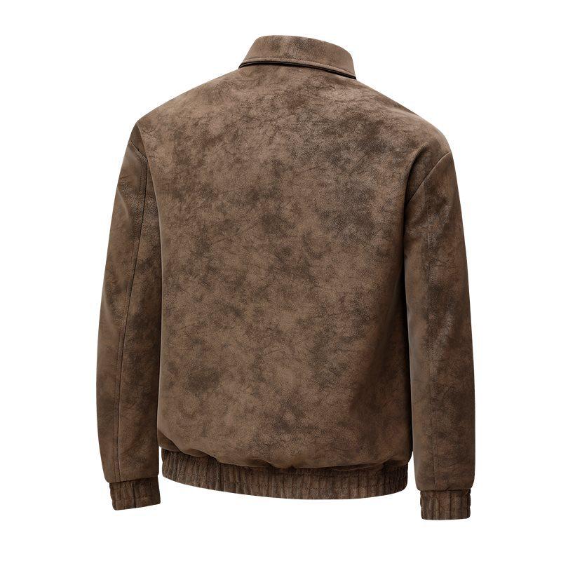 Trendy Men's Plus Size Retro Leather Jacket - Spring/Autumn Casual Lapel