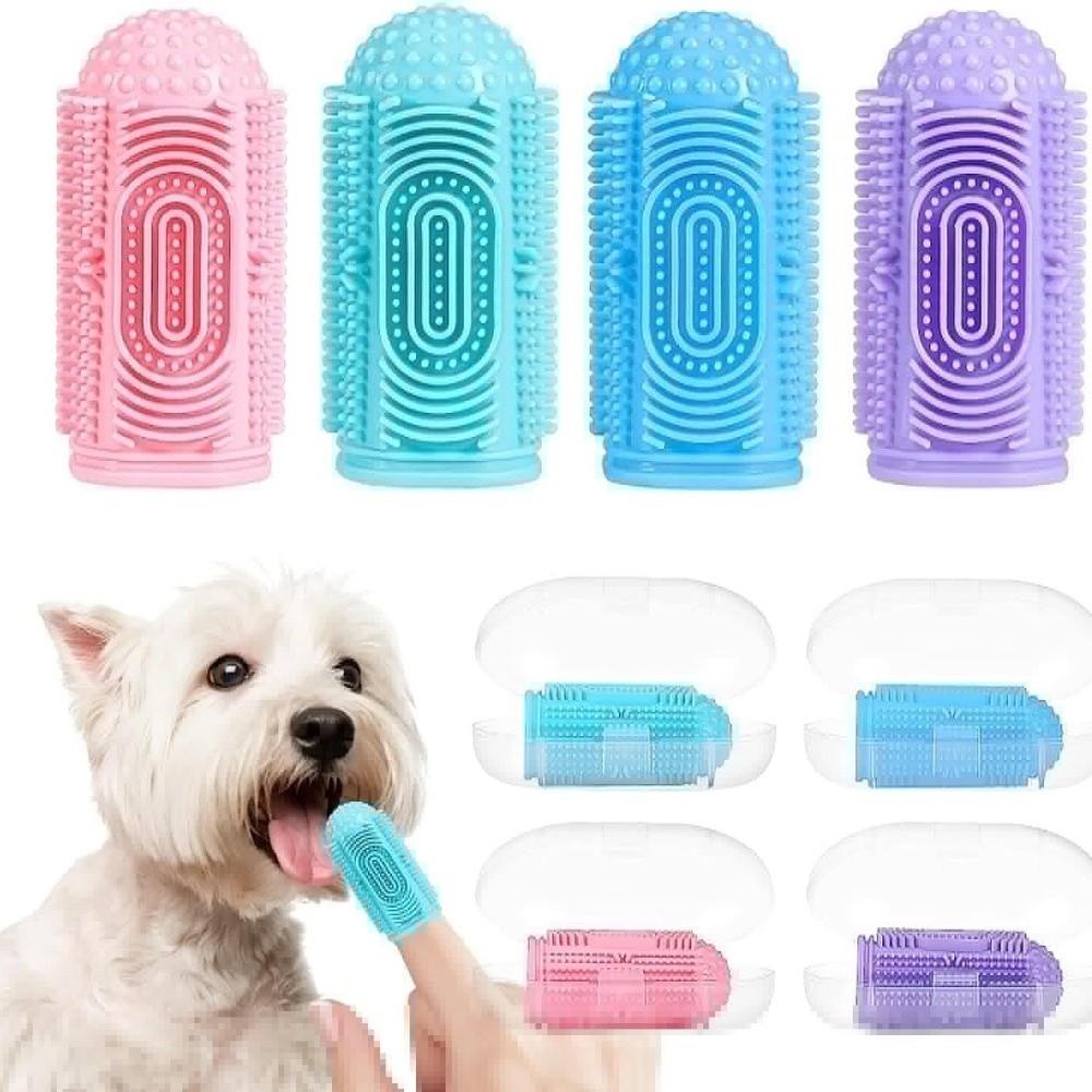 4pcs/set Silicone Pet Finger Cots Colorful Soft Dog Finger Toothbrush Comfortable Bite Resistant Pet Toothbrushes