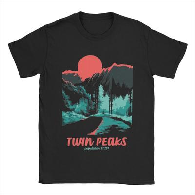 Men's T-Shirts Twin Peaks National Parks Tonal Welcome Poster Cotton Tees Short Sleeve T Shirt Round Collar Clothing Summer