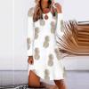 Women's Autumn/Winter Fashion Loose Pullover Printed Long Sleeve Split Dress