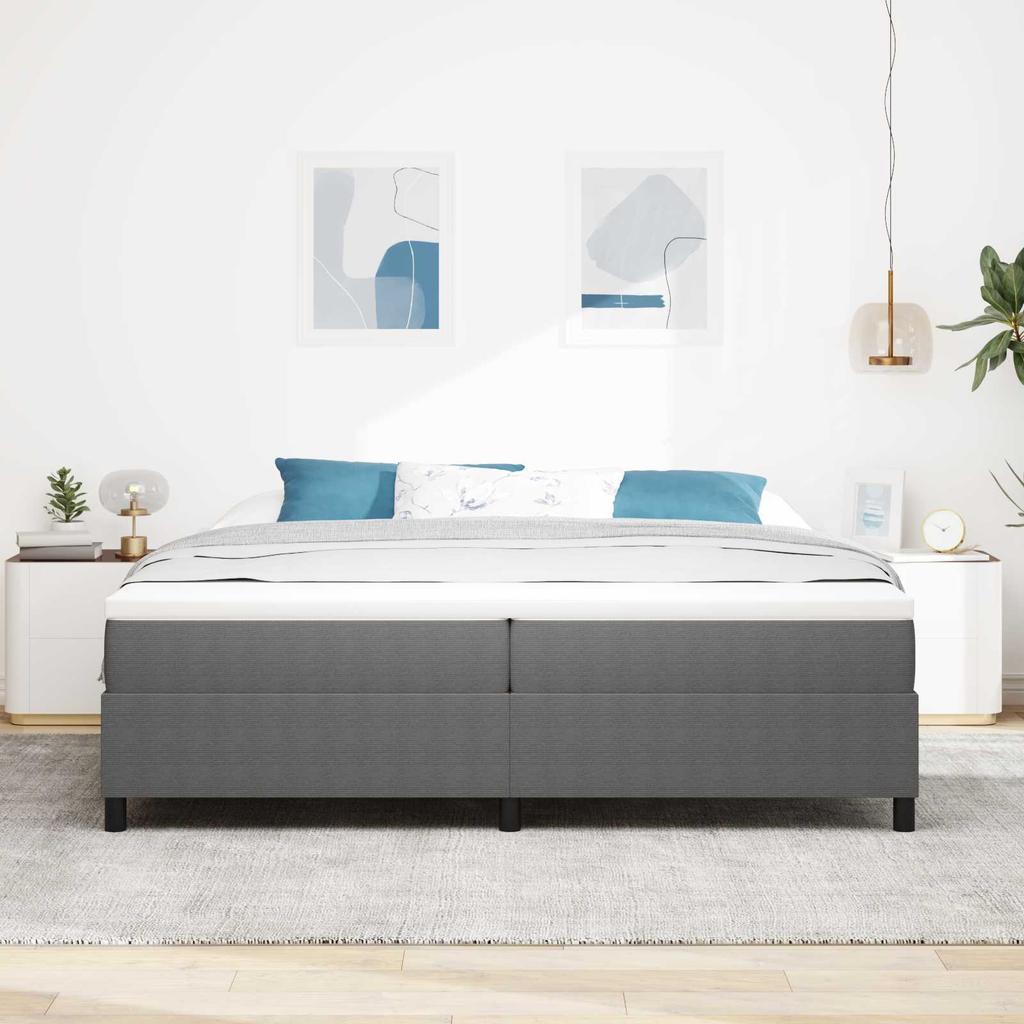 Platform Bed Frame Light Grey 200 x 200 cm Corduroy Fabric