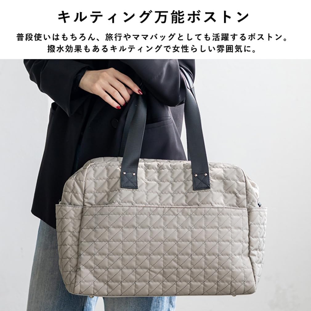 VITAFELICE Quilted 2-Way Boston Bag for Women (inb-10182z) (Light Gray)