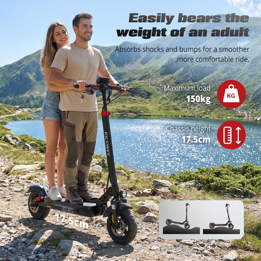 1000W Foldable Off Road E Scooter 48V20AH 54KM 45KM/H Dual Shock Hydraulic Brake 10" Tubeless Tire for Adults
