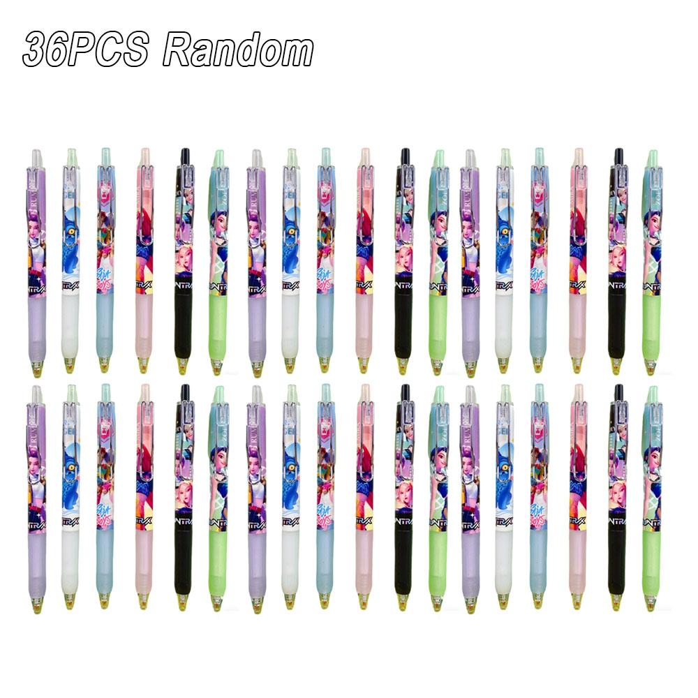 6/12/24/36Pcs KPop Demon Hunters Black 0.5mm Gel Pen Blind Box Student Writing Pen Anime Figure Stationery Student Supplies