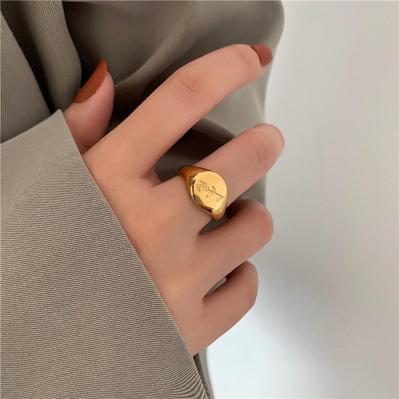 European Style 18k Rose Gold Plated Non-Fading Ring - High-End Brass Jewelry for Women