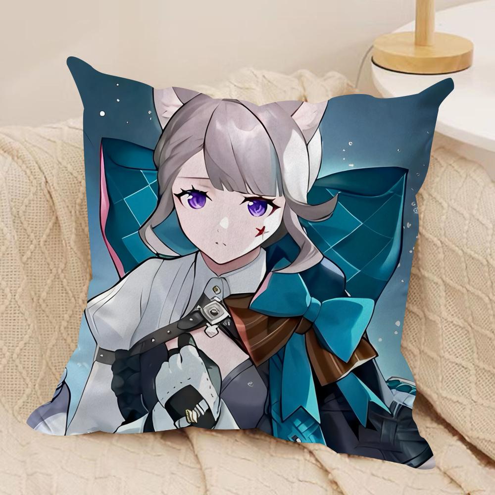 Lynette Genshin Impact Cute Cushion Cover Silky Short Plush Invisible Zipper Dustproof Sofa Pillow Case For Home Decor