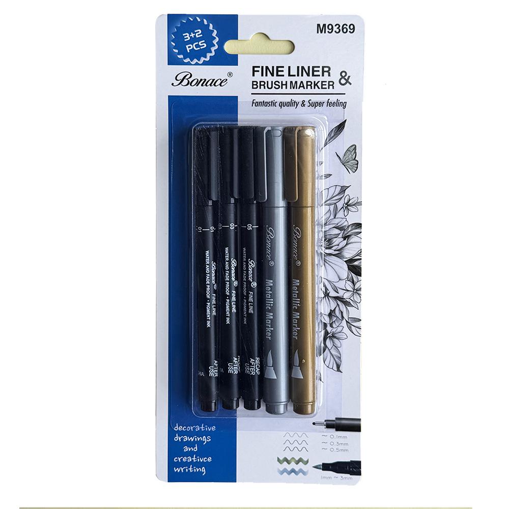 

5-Piece Pen Set: Ballpoint & Metal Pens for Journaling, Drawing, Writing, & Decor