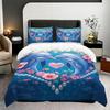 3 Romantic Blue Jumping Dolphin Print Duvet Covers Set, 1 Down Duvet Cover+2 Pillowcases, Coreless. Soft and Comfortable
