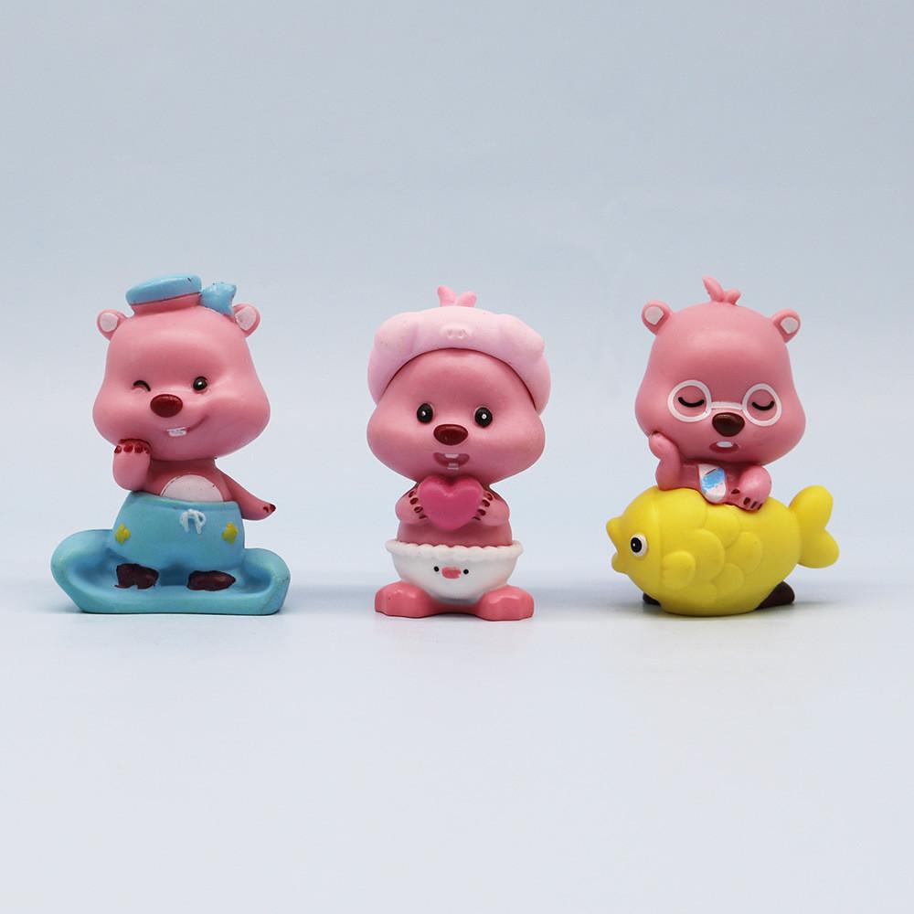 Lovely Pink Little Seal Figurine Baby Girl Gift Pvc Material 7cm Cute Little Beaver Doll Figurine Gift