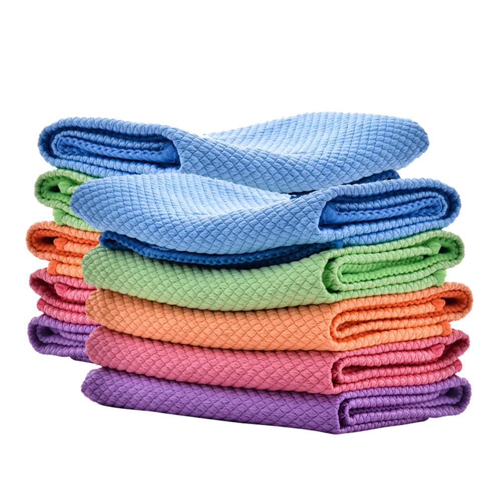 

5/10Pcs Microfibre Dish Towels Super Absorbable Cleaning Towel Reusable Kitchen Household Anti-grease Wiping Fish Scale Rags 5Pc прозрачный