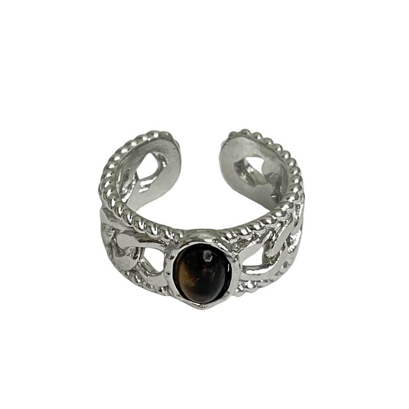 New Tiger'S Eye Stone Ring Opening Adjustable Accessories Niche Design Advanced Sense Index Finger Ring Women