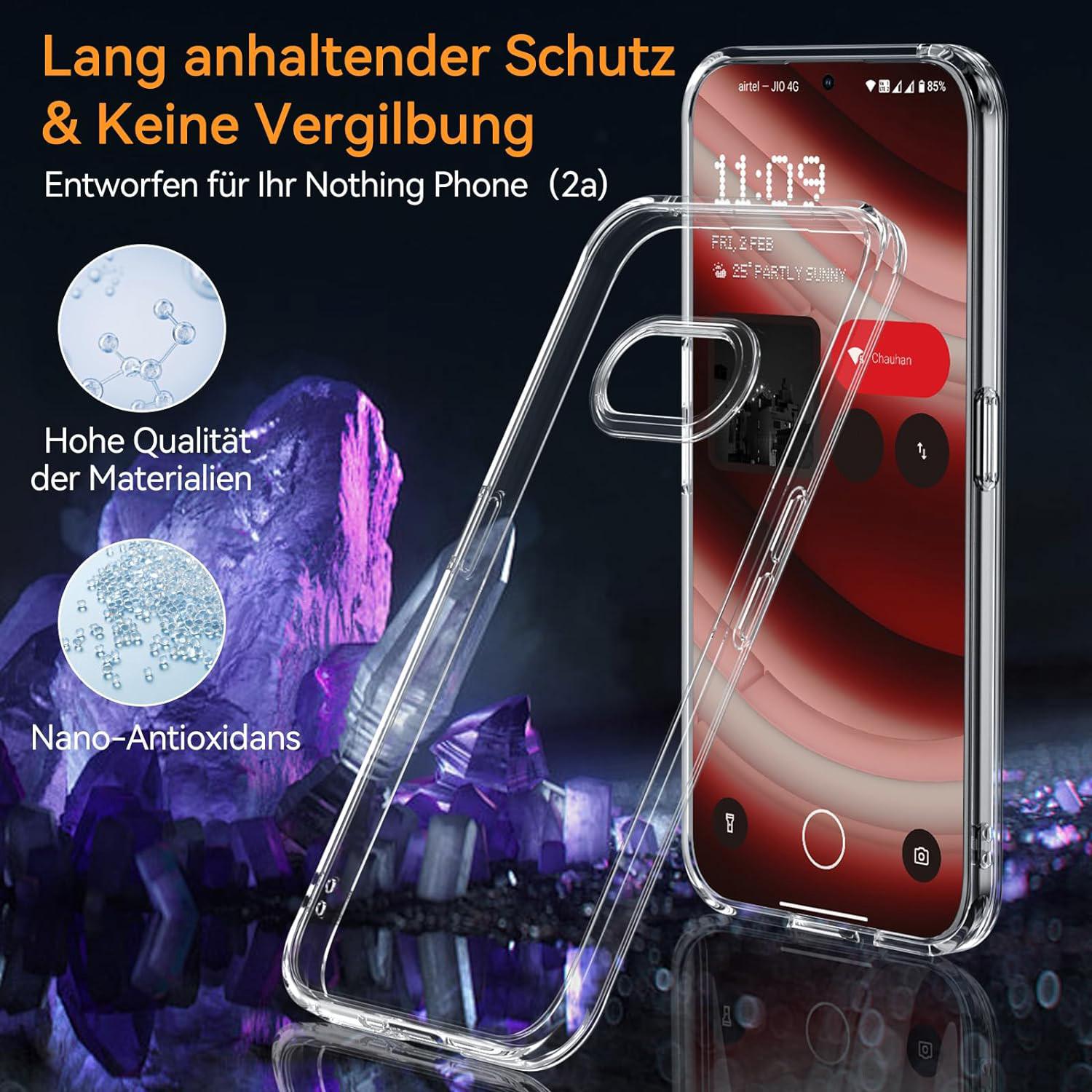 

For Nothing Phone (2a) Plus/Phone (2a) Case Transparent PC+TPU Back Phone Cover with HD Tempered Glass Film A
