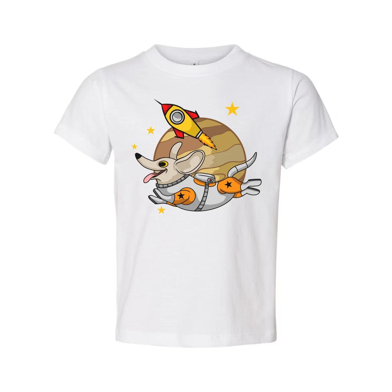 Space Animals Cartoon Astronaut Dog T Shirt Featuring Rocket Planet Orbit And St 4XL