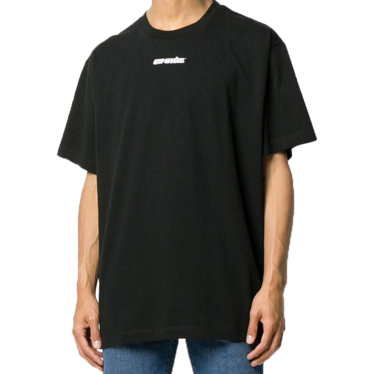 Off-White Marker Short-Sleeve Over Tee Black/Red Men Tops OMAA038E20JER0021025