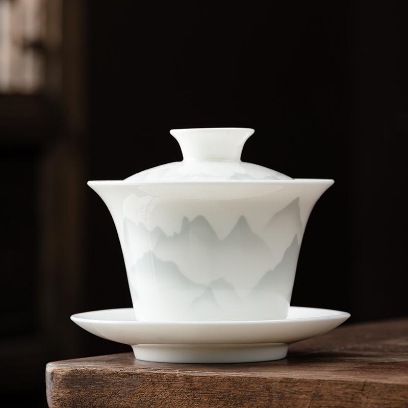 

Дэхуа жировой нефрит белый фарфор набор для кунг-фу чая крышка чаша чайник одиночный аксессуар чаша Саньцай чайник