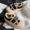 Genuine Leather and Velvet Loafers for Women Winter Velcro Retro Sneakers Thick-soled White Shoes All-match Shoes