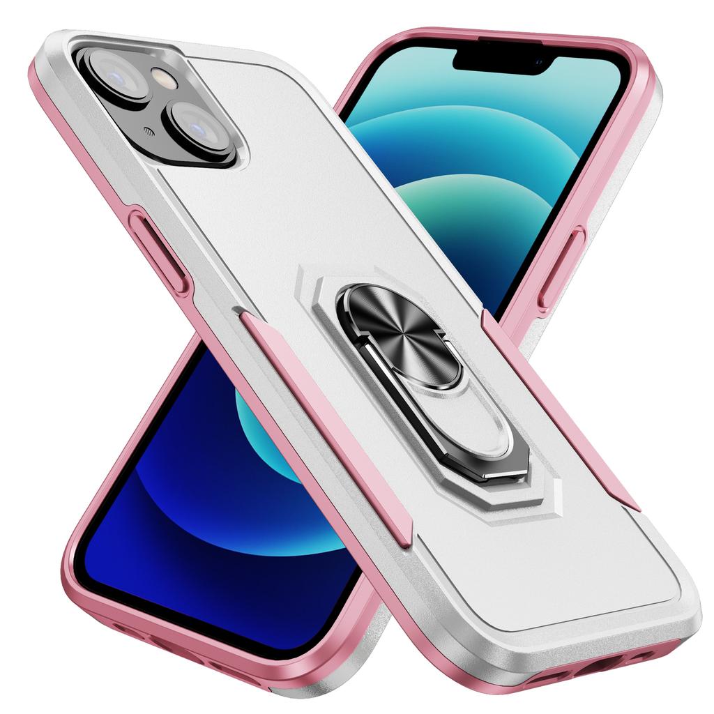 For iPhone 15 PC+TPU Shockproof Cover Anti-fall Phone Case with Ring Kickstand