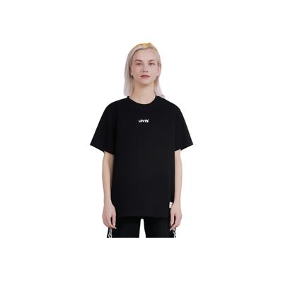 Levis Color Block Letter Jacquard Bequemes Kurzarm-T-Shirt Damen T-Shirts Schwarz A9269-0000
