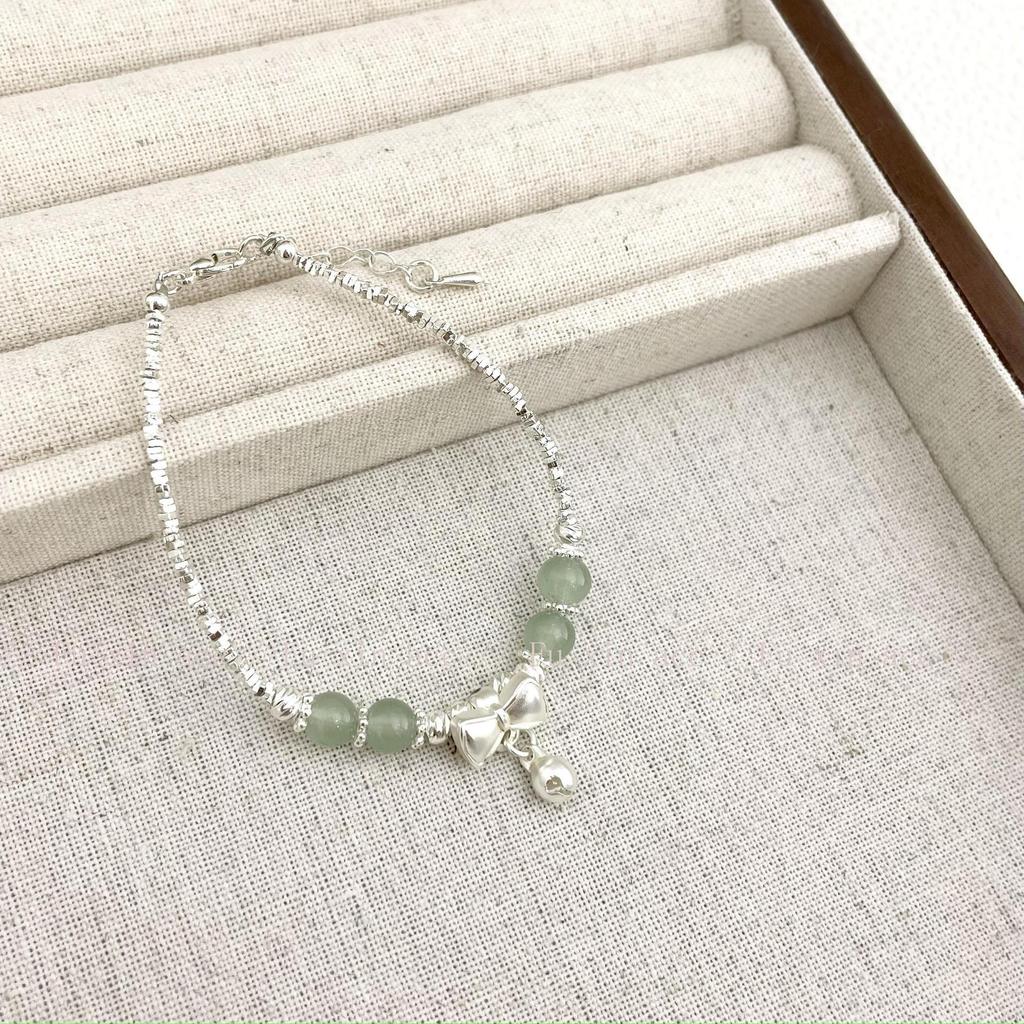 Retro Jade Bow Bell Bracelet: High-End Niche Fashion Jewelry