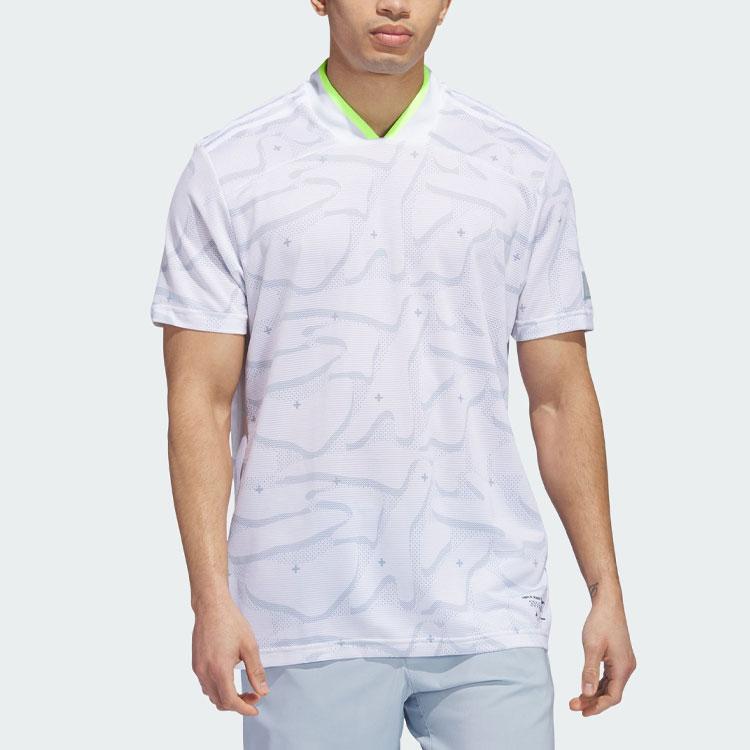 Adidas Adicross Heat.Rdy Polo Shirt Pattern Print Golf Short Sleeve Polo Men tops White IB1964