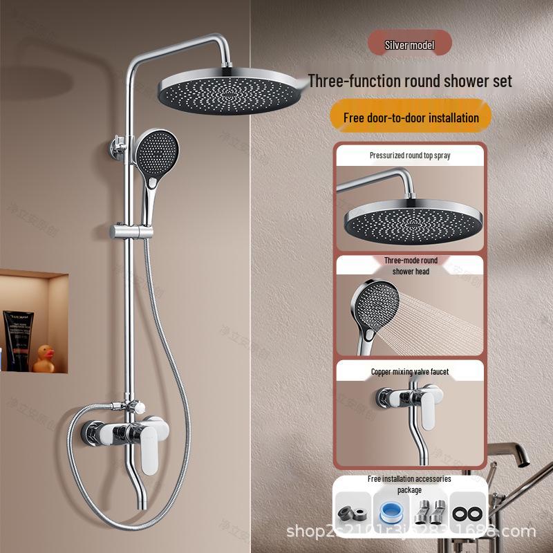 All-Copper Bathroom Shower Set with Pressurized Shower Head