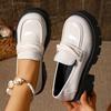 Autumn new women's single shoes fashionable versatile platform loafer first layer cowhide black professional British women's leather shoes