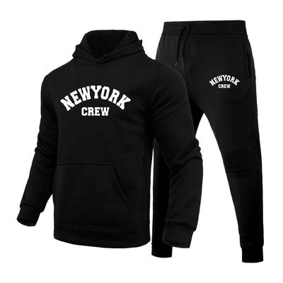 Autumn New York Printing Hoodie Sets Men Fashion Fleece Red Hoodies Pants Casual Jogger Suit Tracksuit Sweatshirt Woman Pullover