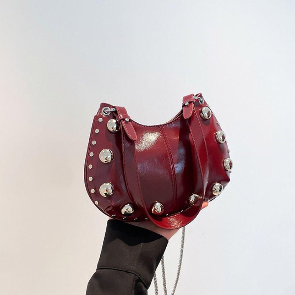 Crossbody Bag Rivets PU Underarm Bag Small Pack Shoulder Bag Portable Punk Style Handbags  Girls