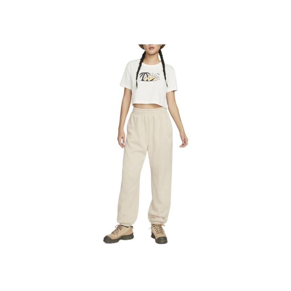 Nike Floral Print Crop Top T-Shirt Women Tops White DQ3310-133