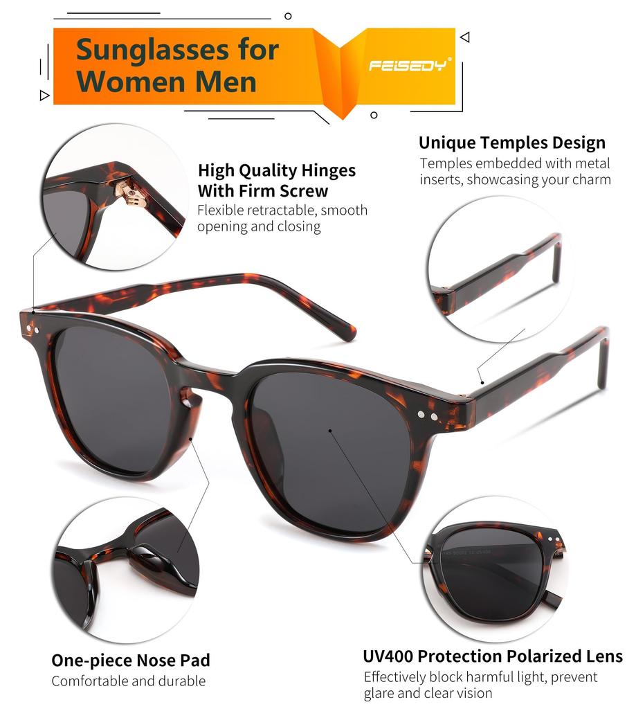 FEISEDY Polarized UV400 Popular for Mountain Smaller B0002 Women's Sunglasses, Protection, Driving, Fishing, Climbing, Shopping, Travel, Driving,