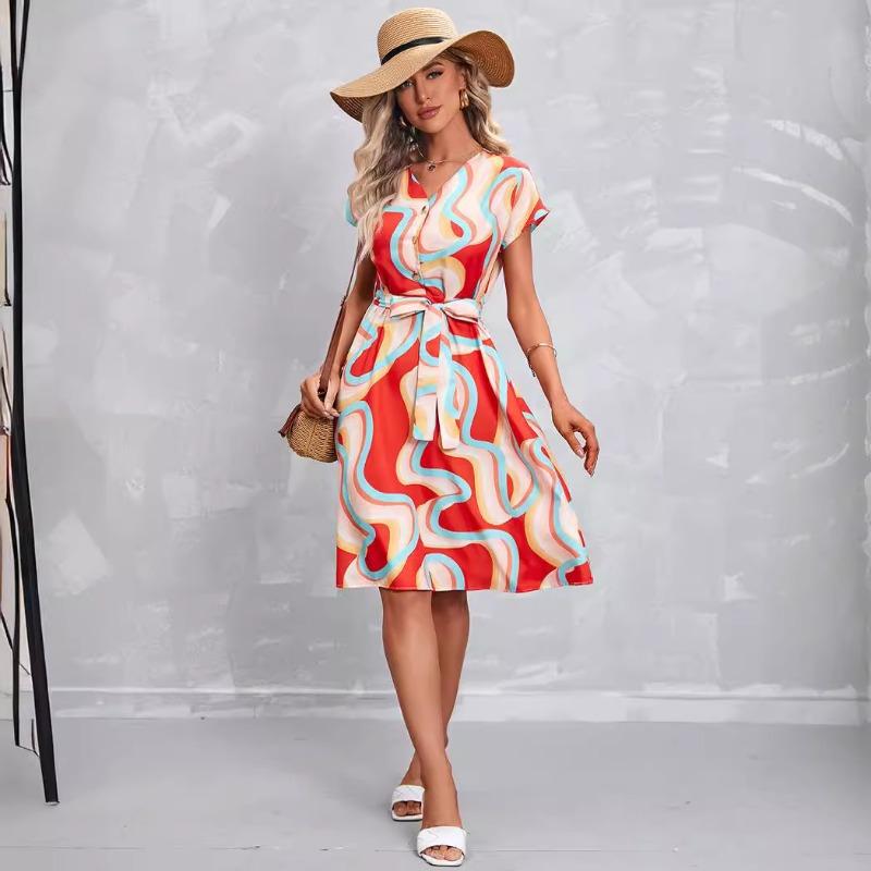Summer Elegant Print Short-sleeved Dress