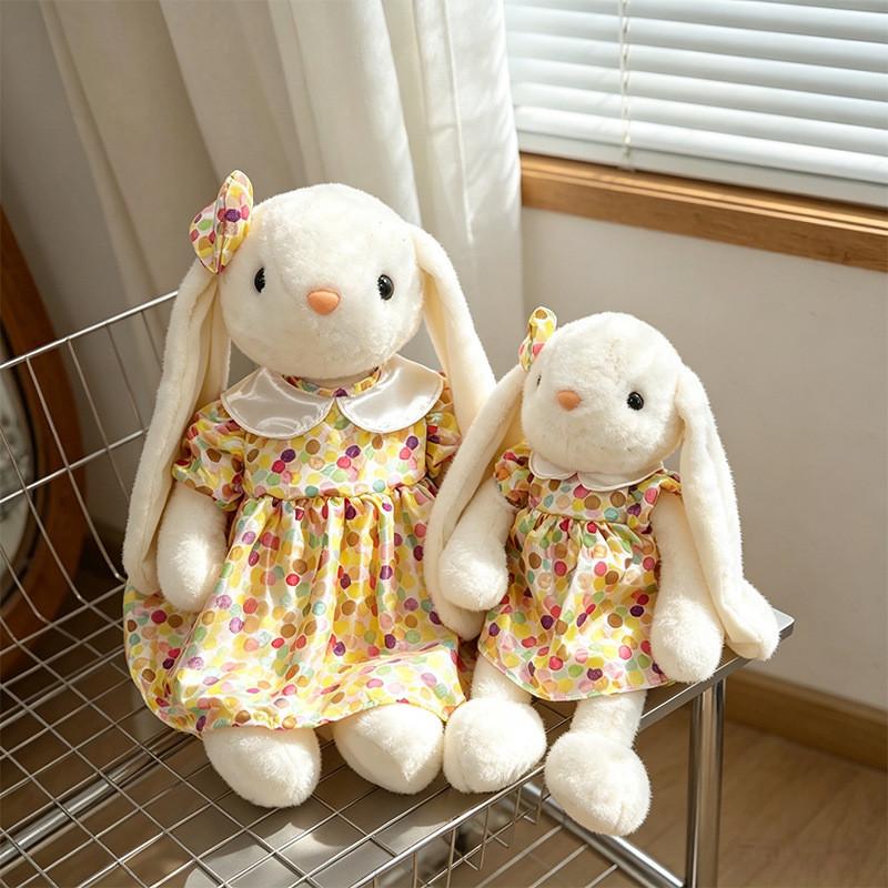 Plush Bunny Toy With Floral Dress For Kids And Giftgiving