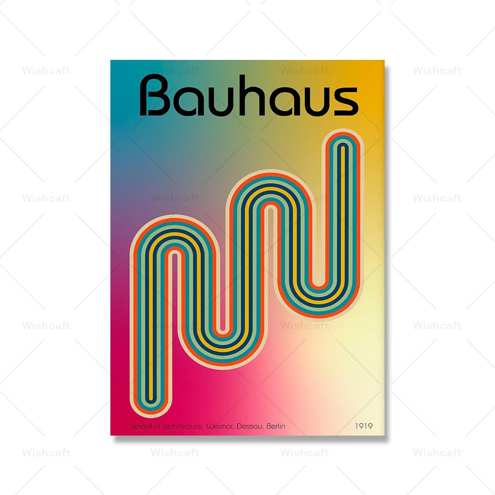 Mid Century Bauhaus Exhibition Posters and Print Geometric Shapes Canvas Painting Modern Abstract Wall Art Pictures Home Decor