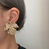 Leopard Print Maple Leaf Earrings: Autumn/Winter High-End European & American Style Ear Studs