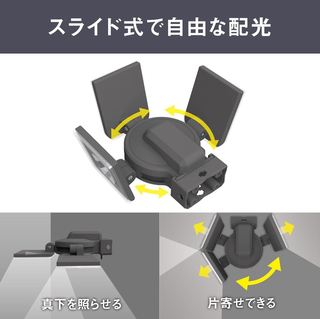 MUSASHI Solar Sensor Light 3-Light, 1800lm, S-340L