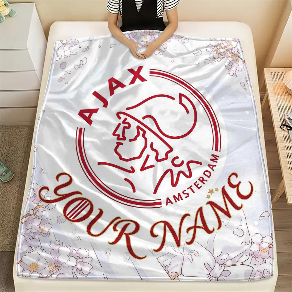 Custom Name Ajax Amsterdam Flannel Blanket, High Quality Comfortable for All Seasons, Home Decor, Warmth and Comfort
