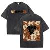 Double Sided Animal Pattern Print Vintage Washed T Shirt Oversized Cotton Aesthetic Kawaii Casual Short Sleeve Streetwear Tee
