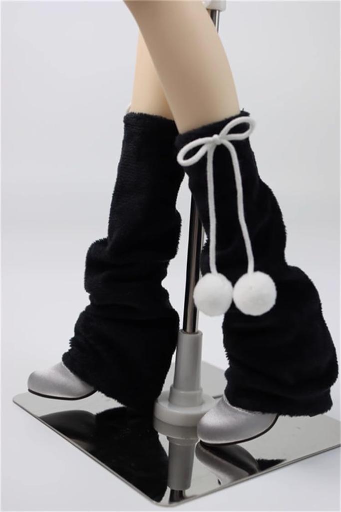 HAMRETHYPPZ 14 16 13 BJD Kugelgelenkpuppenkleid, Puppenkostüm, Puppen-Hausmädchen-Outfit, Süße und Sexy Schwarze Pelzkugel-Strümpfe für BJD-Puppen, Entzückend und