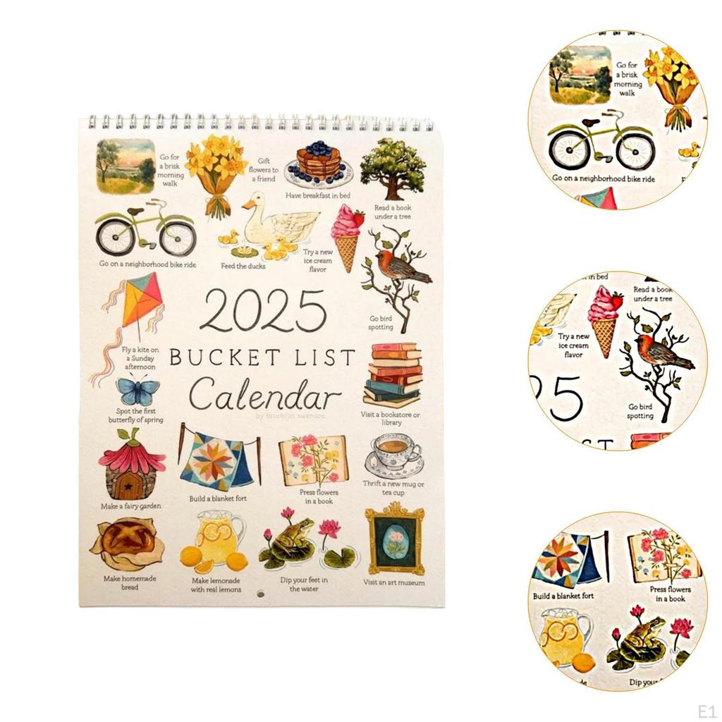 Bucket List Calendar Ornament to Do Thick Planner Sturdy Handcraft Wall Hangable