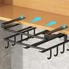 Kitchen Under Cabinet Hanging Organizer Rack with Hooks Multi-Purpose Holder for Paper Towel Cutting Board & Pot Lids