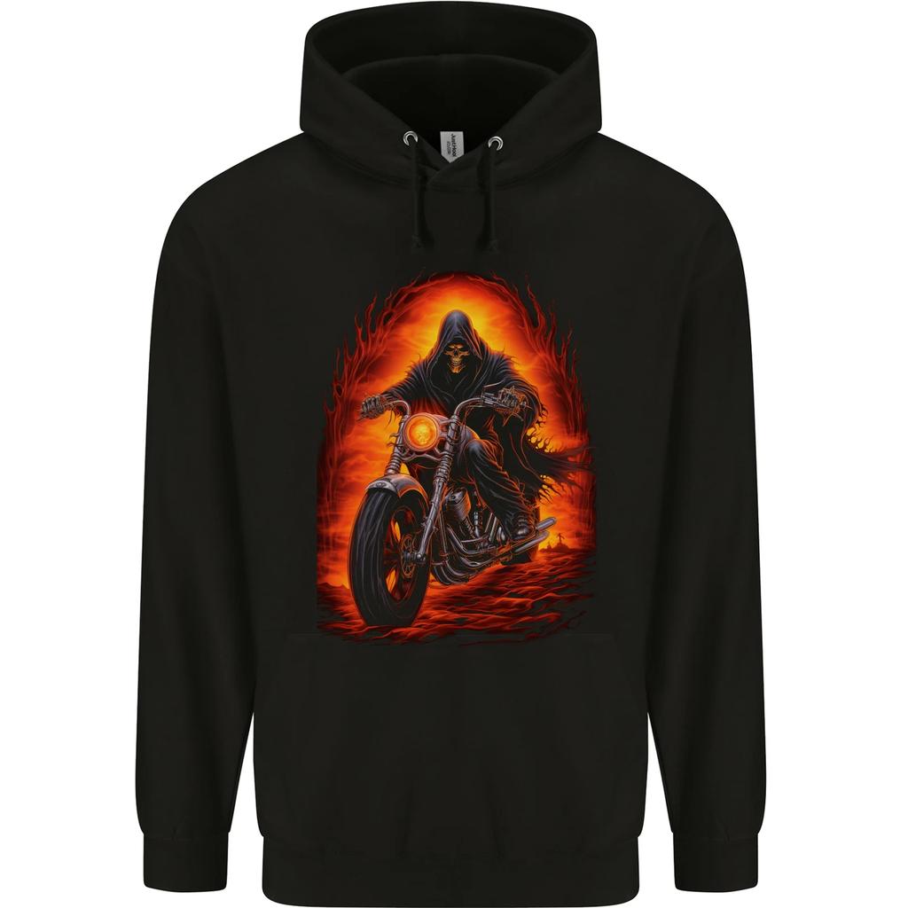 Skull Biker Motorcycle Motorbike Grim Reaper 9 Childrens Kids Hoodie