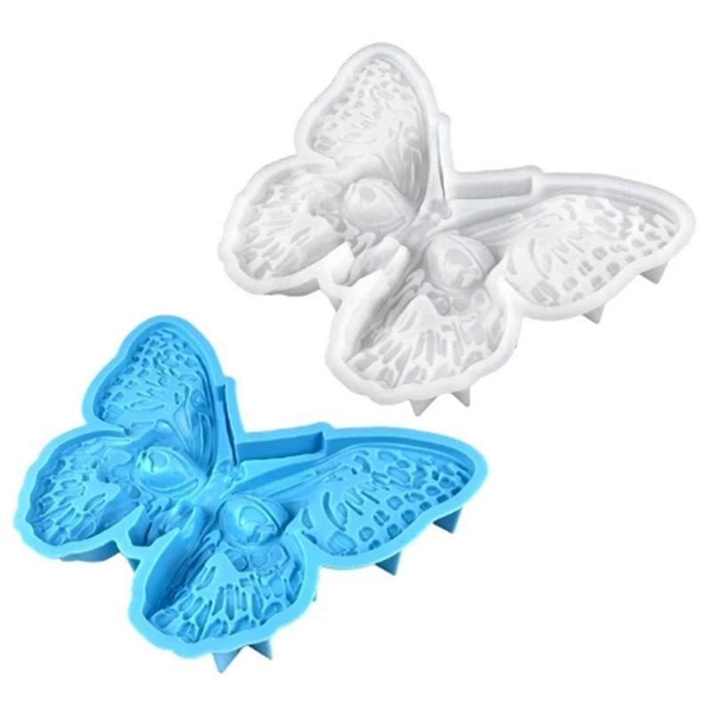 ABJI-Skull And Butterfly Pendant Glue Mold DIY Halloween Decoration Pendant Skull And Butterfly Silicone Mold