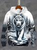 Child Autumn Tiger Print Soft, Comfortable, Breathable Hooded Sweatshirt Outdoor Urban Fashion Clothing