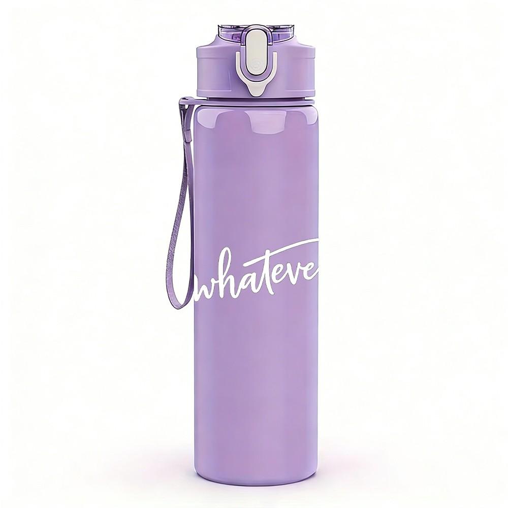 1PC Soft Faint Handwritten Signature Print 750ml Color Plastic Sports Water Bottle Leakproof Flip Straw Lid Suitable for Sports Office Home Use